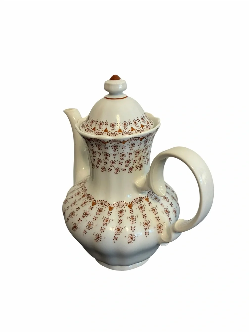 Winterling Marktleuthen Bavaria Porcelain Coffee Pot Brown Floral White Germany